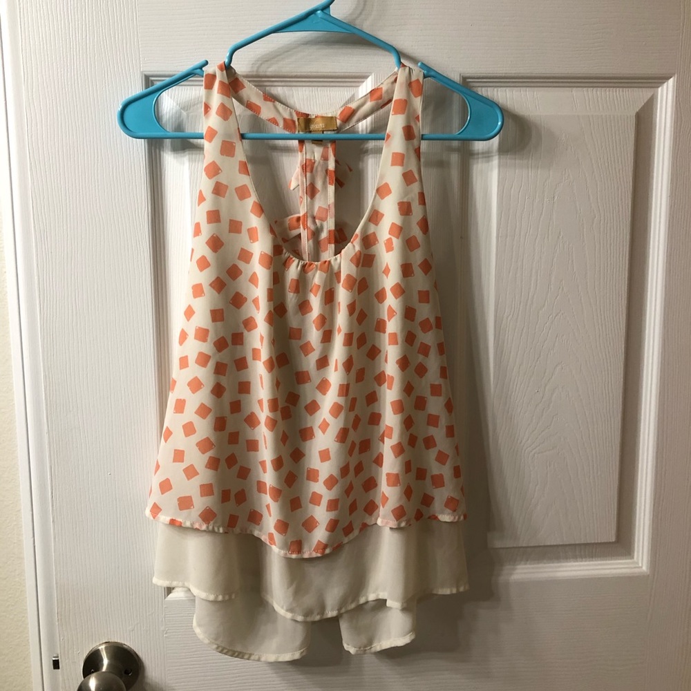 Pink and ivory racerback blouse with bows